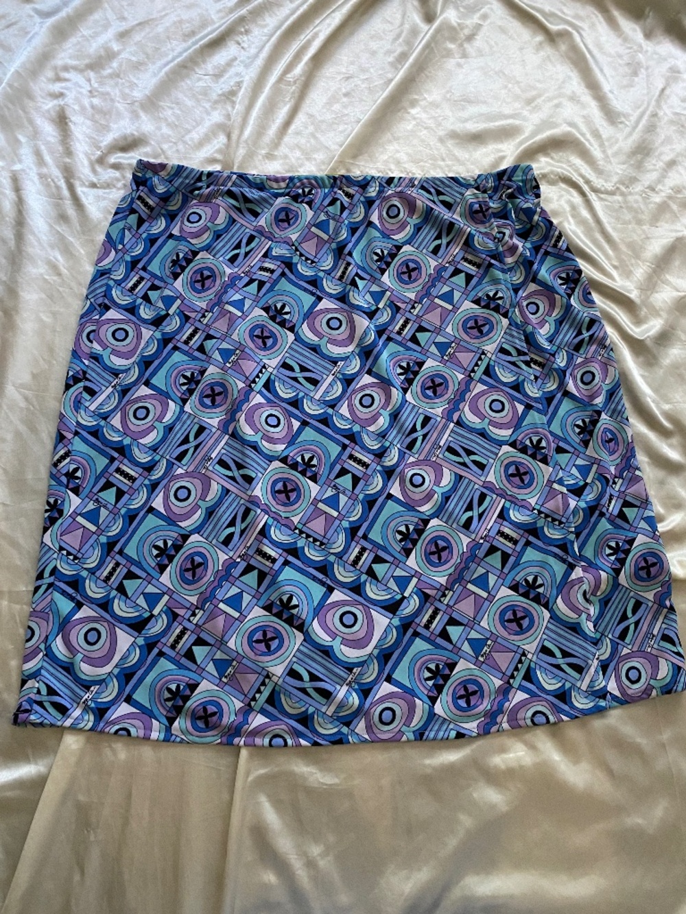 Vintage y2k Blue Purple Geometric Psychedelic Mod Skirt XL